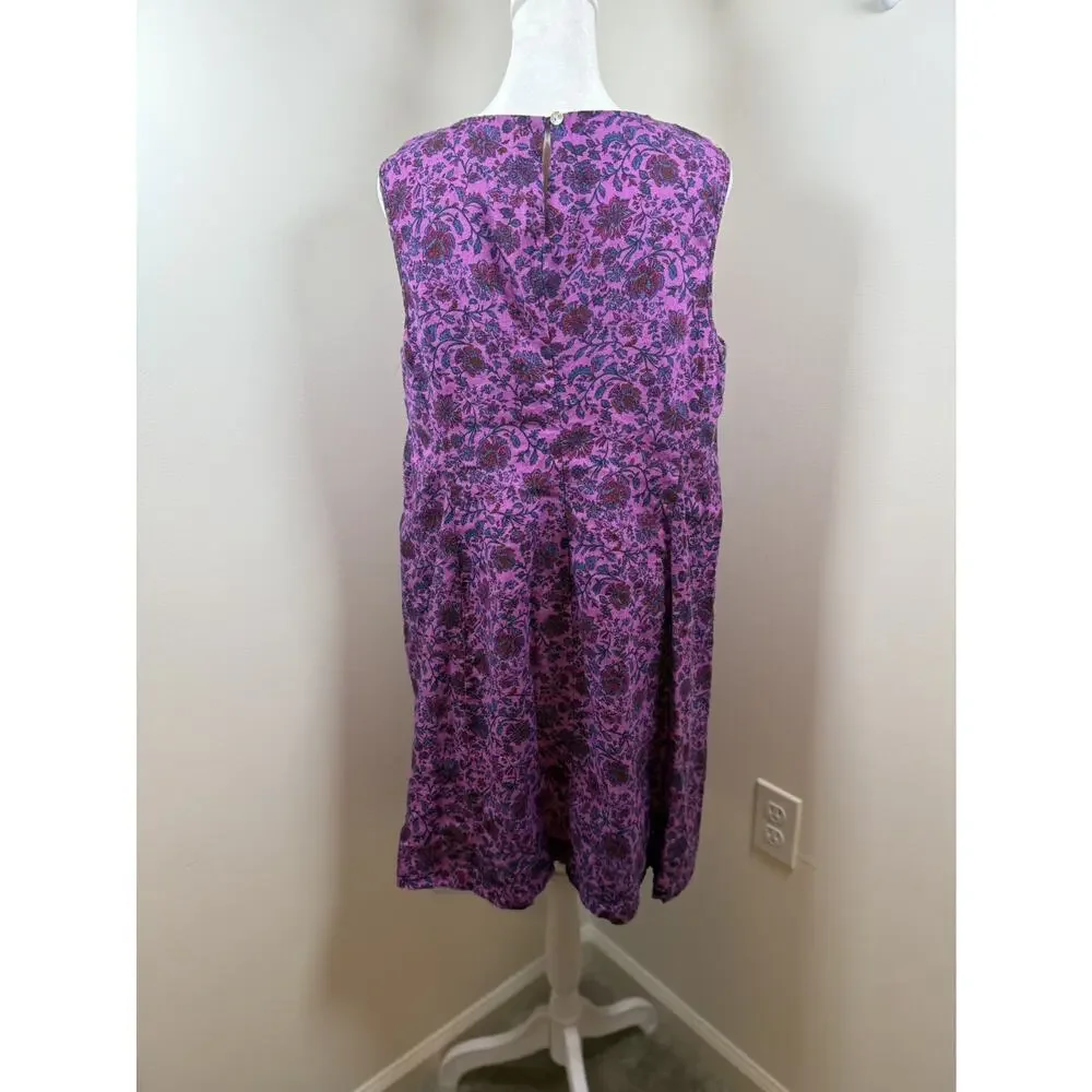J. Jill Love Linen Shift Dress Size Large Sleeveless Pink Purple Floral Boho